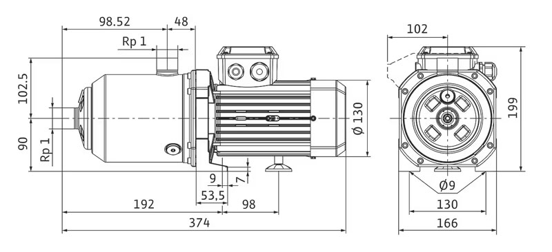 Kích thước bơm đa tầng cánh Wilo Medana CH1-L.203-1/E/A/10T