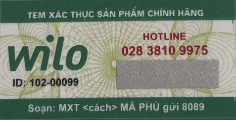 Tem cào chống hàng giả (mới) của bơm Wilo