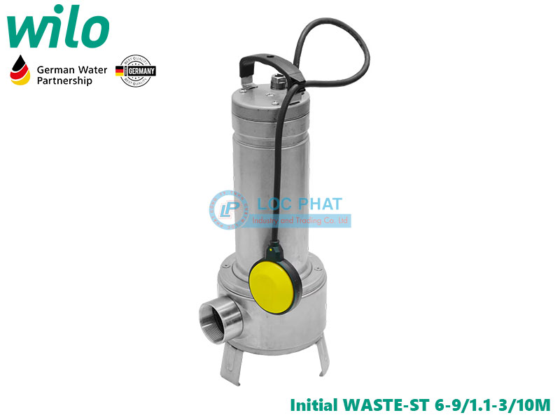 Bơm chìm nước thải Wilo Initial WASTE-ST 6-9/1.1-3/10M inox toàn phần Bơm chìm nước thải Wilo Initial WASTE-ST 6-9/1.1-3/10M inox toàn phần