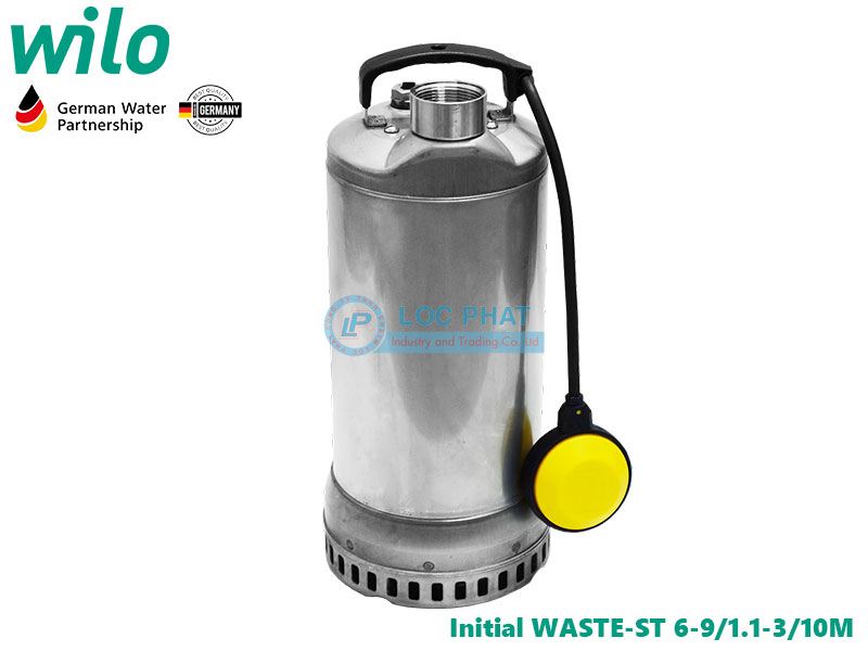 Bơm chìm nước thải Wilo Initial WASTE-ST 6-9/1.1-3/10M Bơm chìm nước thải Wilo Initial WASTE-ST 6-9/1.1-3/10M