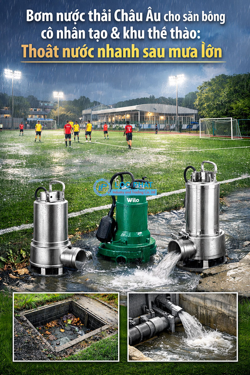 Bơm nước thải Châu Âu cho sân bóng cỏ nhân tạo & khu thể thao: thoát nước nhanh sau mưa lớn Bơm nước thải Châu Âu cho sân bóng cỏ nhân tạo & khu thể thao: thoát nước nhanh sau mưa lớn