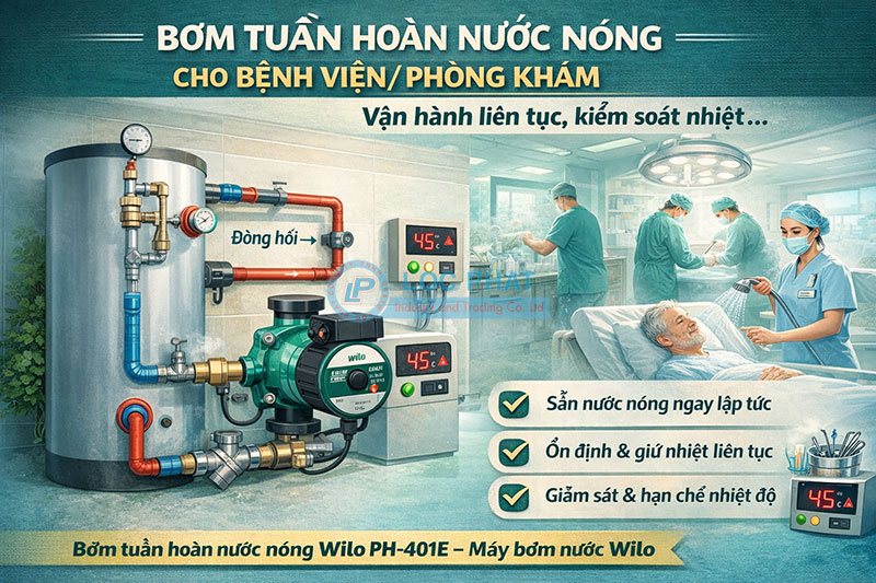 Bơm tuần hoàn nước nóng cho bệnh viện/phòng khám: vận hành liên tục, kiểm soát nhiệt