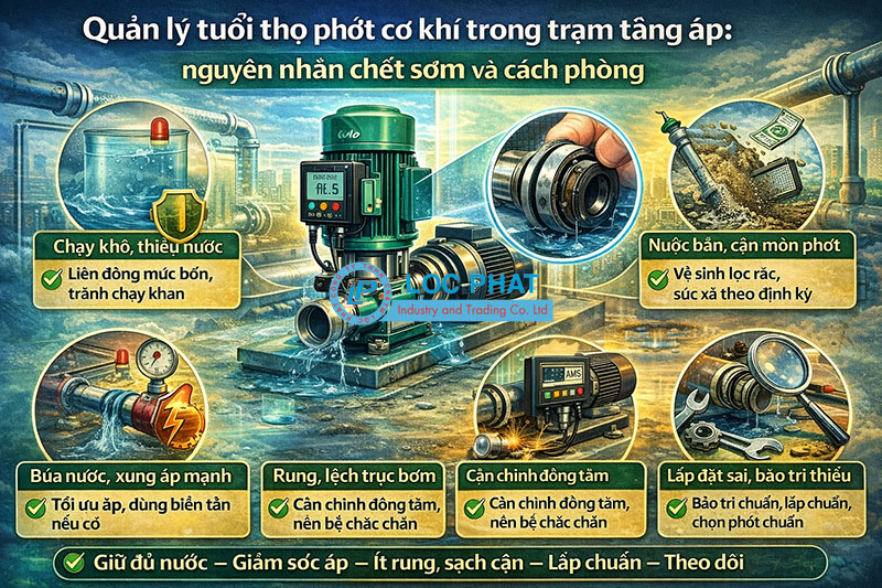 Quản lý tuổi thọ phớt cơ khí trong trạm tăng áp: nguyên nhân chết sớm và cách phòng Quản lý tuổi thọ phớt cơ khí trong trạm tăng áp: nguyên nhân chết sớm và cách phòng