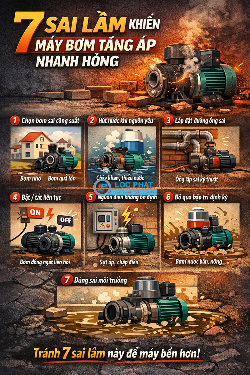 7 sai lầm khiến máy bơm tăng áp nhanh hỏng 7 sai lầm khiến máy bơm tăng áp nhanh hỏng