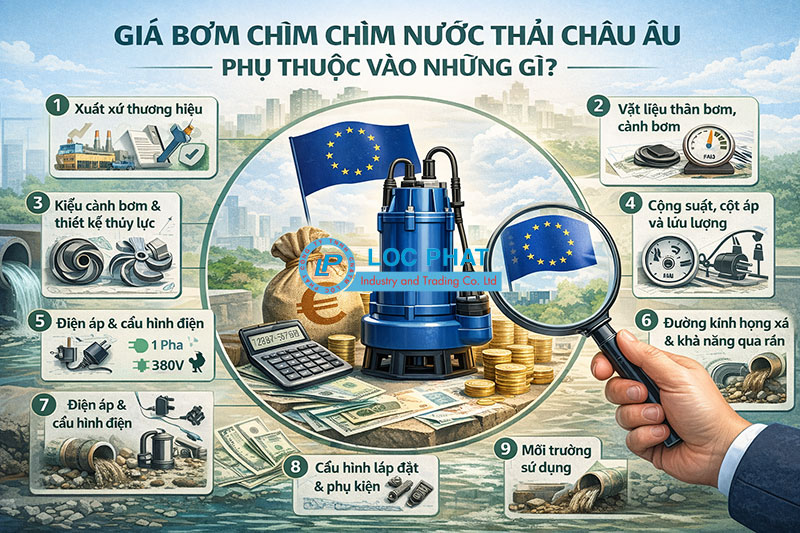 Giá bơm chìm nước thải Châu Âu phụ thuộc vào những gì?