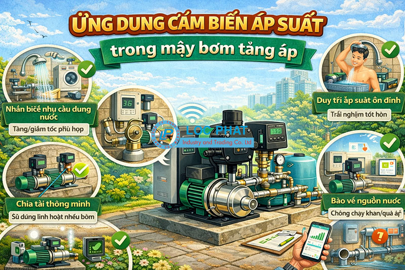 Ứng dụng cảm biến áp suất trong máy bơm tăng áp