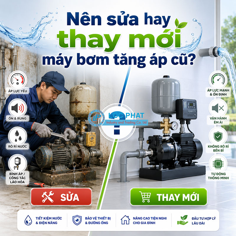 Nên sửa hay thay mới máy bơm tăng áp cũ?