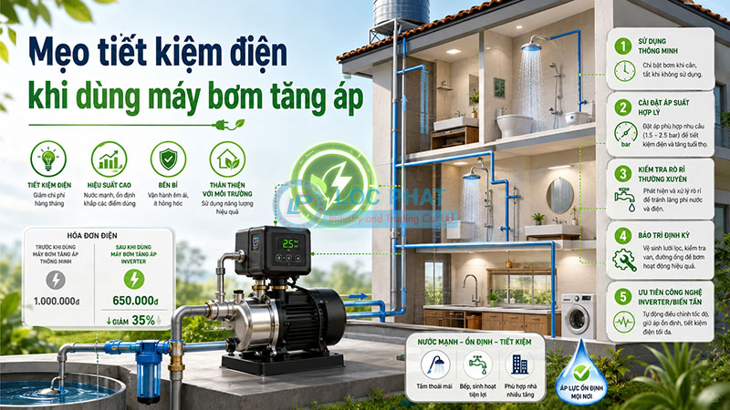 Mẹo tiết kiệm điện khi dùng máy bơm tăng áp