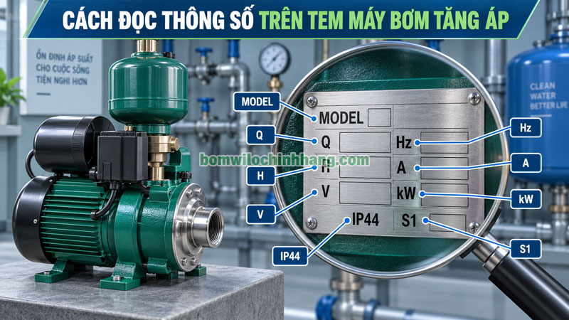 Cách đọc thông số trên tem máy bơm tăng áp