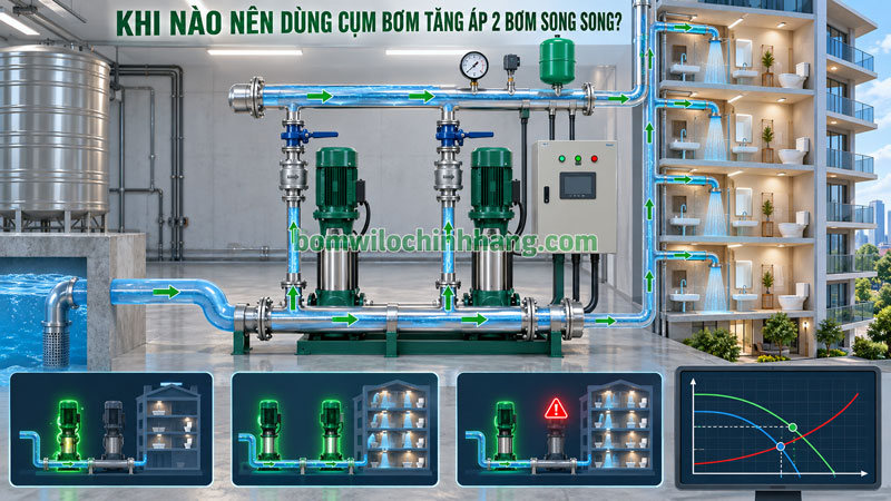 Khi nào nên dùng cụm bơm tăng áp 2 bơm song song?