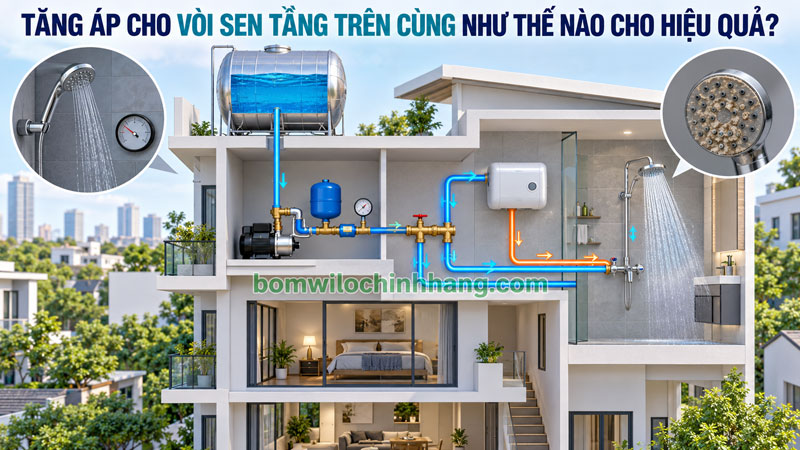 Tăng áp cho vòi sen tầng trên cùng như thế nào cho hiệu quả?